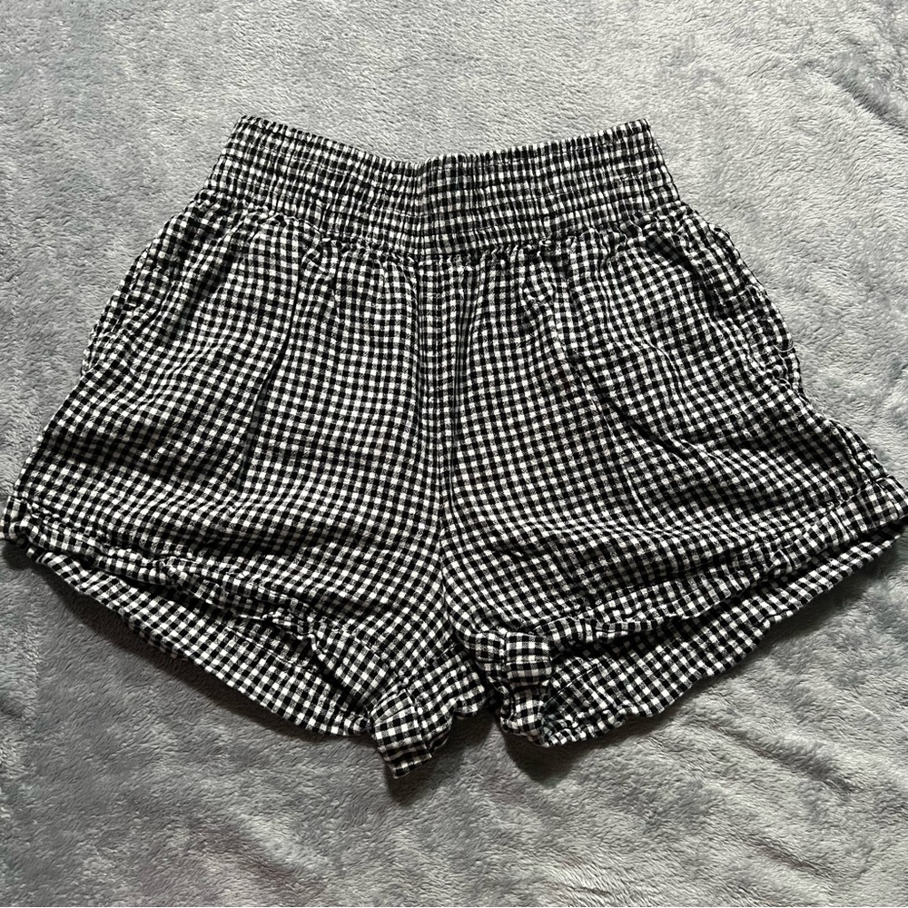 Glassons High Waist Black and White Gingham Shorts